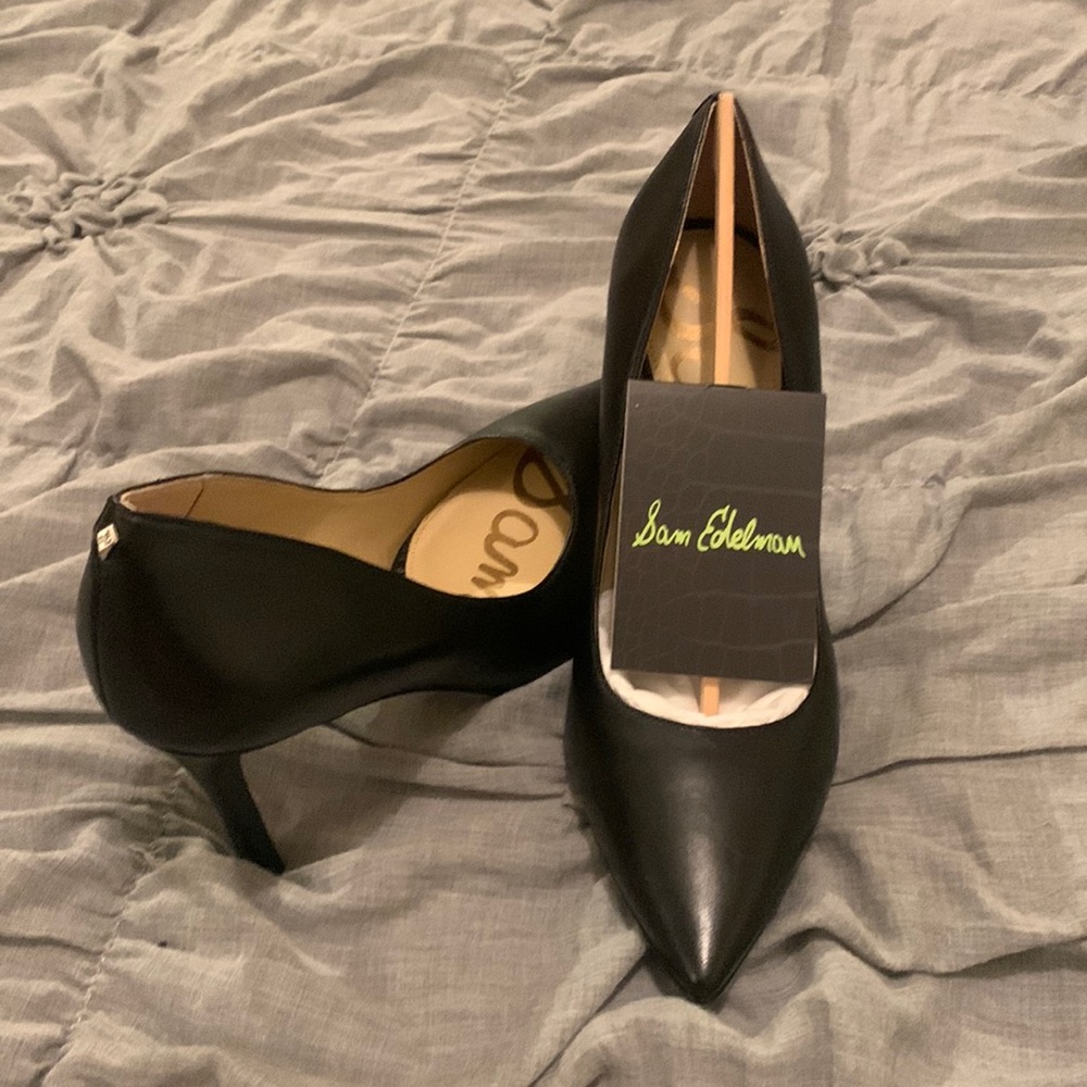 Sam Edelman Hazel Black Leather Pumps Size 8W
